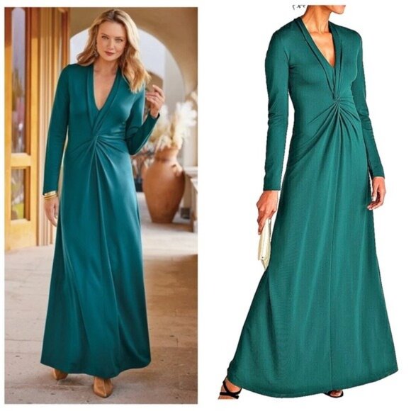Soft Surroundings Lagia Teal Lagenlook Maxi Dress PM Comfy Boho Cottagecore - Picture 1 of 10